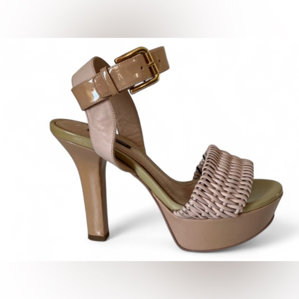 Dolce & Gabbana Pink Nude Woven Platform Sandal Heels size EU 36 US 5.5